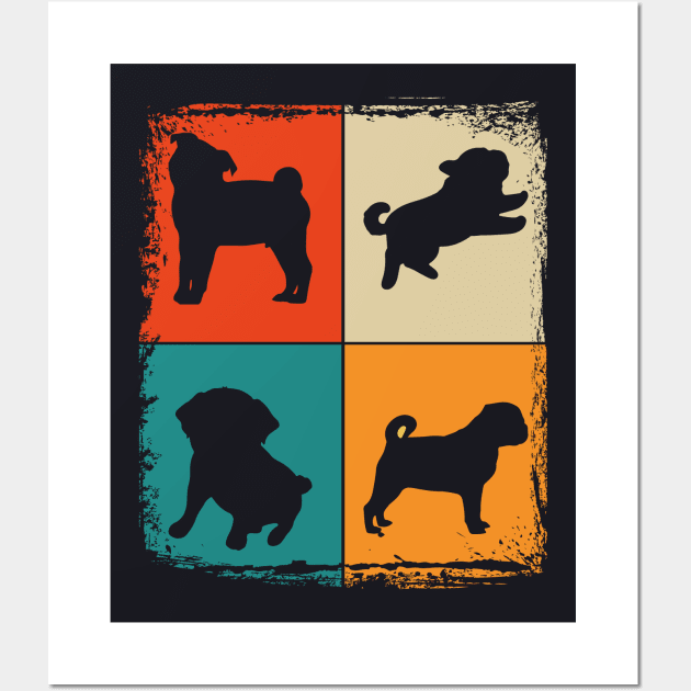 puggle Pug Vintage Retro Design gift shirt Wall Art by Upswipe.de